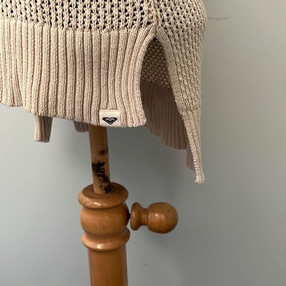 Roxy Women's Tan Sheer Open Knit Long Sleeve Sweater - Picture 6 of 8